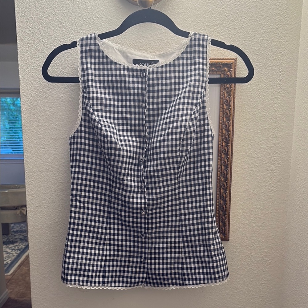 Reformation Amela/ Kourt Micah Linen Top in Gingham